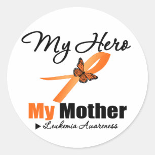 Leukaemia Ribbon My HERO My Mother Classic Round Sticker