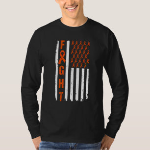 Leukaemia Ribbon Orange Fight American Flag Leukem T-Shirt