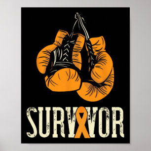 Leukaemia Survivor Boxing Orange Ribbon Leukaemia  Poster