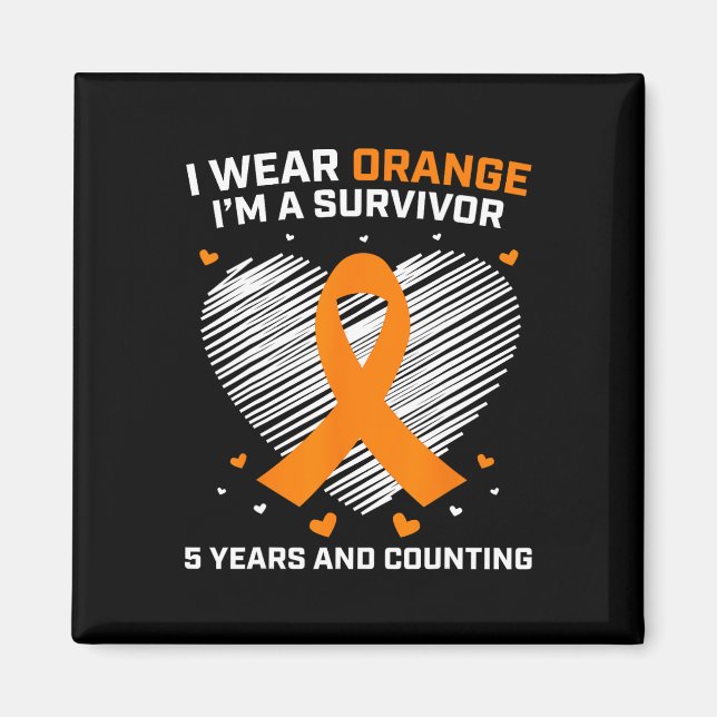 Leukaemia Survivor Gifts 5 Years Cancer Free Aware Magnet (Front)