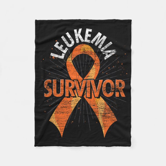 Leukaemia Survivor Orange Ribbon Cancer Leukaemia  Fleece Blanket (Front)