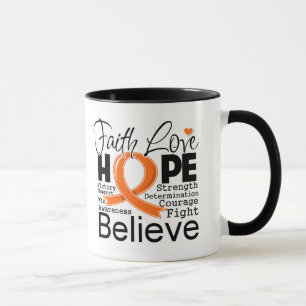 Leukaemia Typographic Faith Love Hope Mug