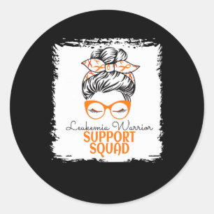 Leukaemia Warrior Awareness Support Messy Bun for Classic Round Sticker