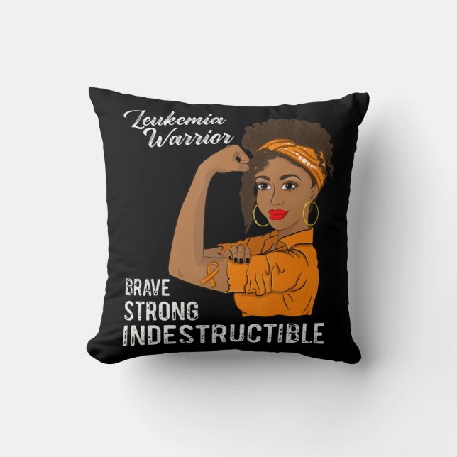 Leukaemia Warrior Indestructible Cancer Survivor A Cushion (Front)