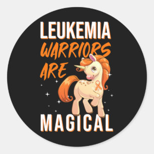 Leukaemia Warrior Magical Unicorn Orange Ribbon He Classic Round Sticker