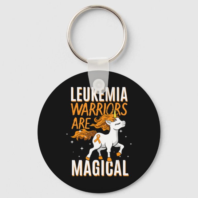 Leukaemia Warrior Magical Unicorn Orange Ribbon He Key Ring (Front)