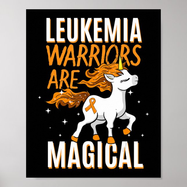 Leukaemia Warrior Magical Unicorn Orange Ribbon He Poster (Front)