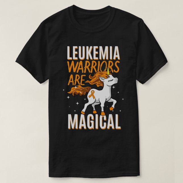Leukaemia Warrior Magical Unicorn Orange Ribbon He T-Shirt (Design Front)