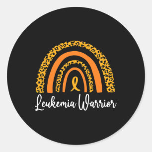Leukaemia Warrior Rainbow Orange  Classic Round Sticker