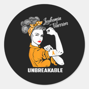 Leukaemia Warrior Unbreakable Awareness Gift Classic Round Sticker