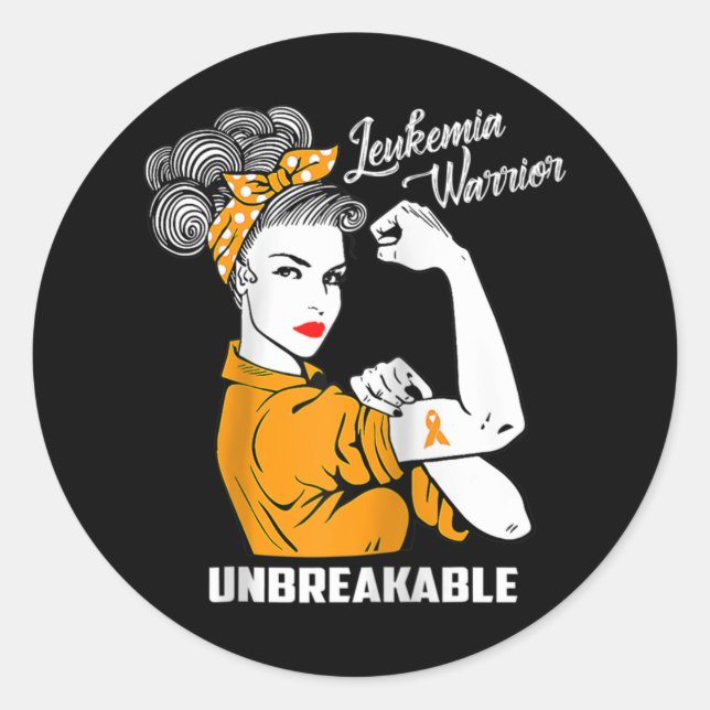 Leukaemia Warrior Unbreakable  Awareness Gift  Tee Classic Round Sticker (Front)