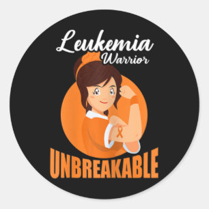 Leukaemia Warrior Unbreakable Blood Cancer Awarene Classic Round Sticker