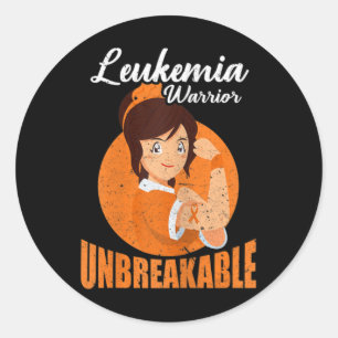 Leukaemia Warrior Unbreakable Blood Cancer Awarene Classic Round Sticker