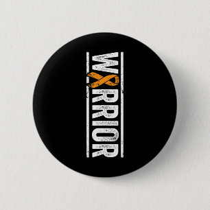 Leukaemia Warrior - Vertical Orange Cancer Awarene 6 Cm Round Badge