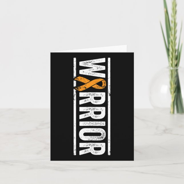 Leukaemia Warrior - Vertical Orange Cancer Awarene Card (Front)