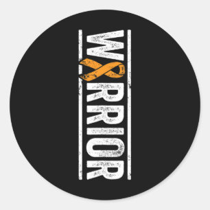 Leukaemia Warrior - Vertical Orange Cancer Awarene Classic Round Sticker