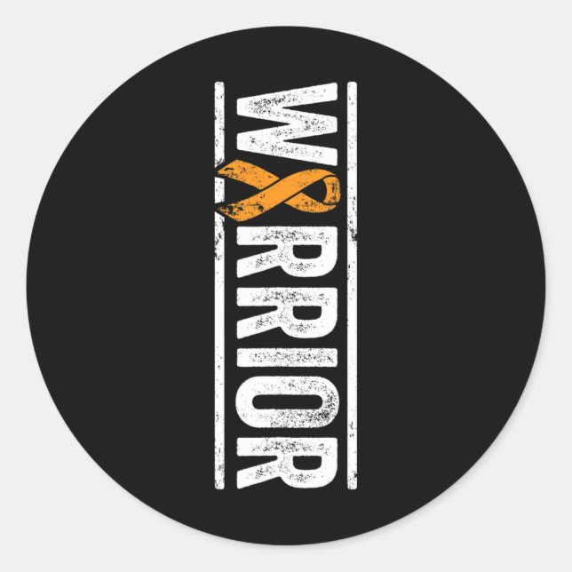 Leukaemia Warrior - Vertical Orange Cancer Awarene Classic Round Sticker (Front)
