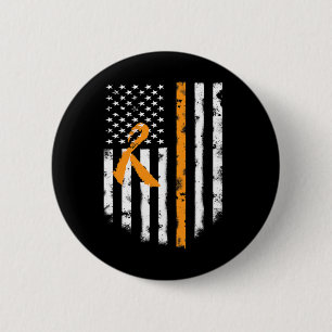 Leukemia Awareness  American Flag Orange Ribbon Te 6 Cm Round Badge