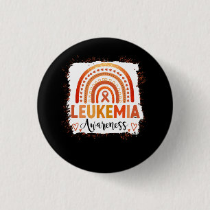 Leukemia Awareness Bleached Rainbow Orange Ribbon  3 Cm Round Badge