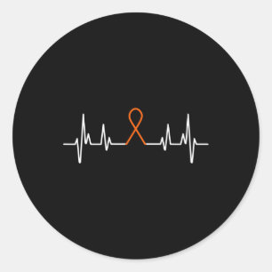 Leukemia Awareness Blood Cancer Orange Ribbon Hear Classic Round Sticker