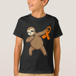 Leukemia Awareness Month Orange Ribbon Dabbing Slo T-Shirt