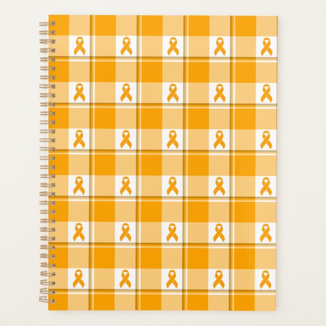 Leukemia Awareness Plaid Orange Ribbon Planner (Front)