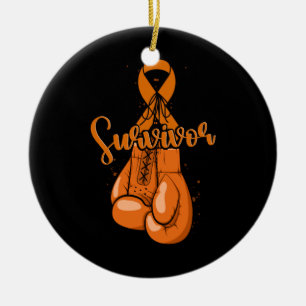 Leukemia Awareness Survivor Orange Ribbon Boxing G Ceramic Tree Decoration