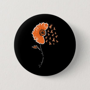 Leukemia Awareness Warrior Orange Ribbon Sunflower 6 Cm Round Badge