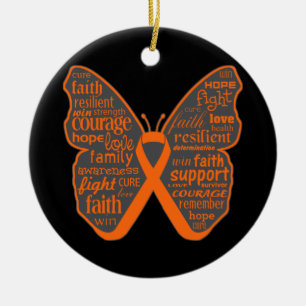 Leukemia Butterfly Collage of Words Ceramic Tree Decoration