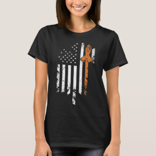Leukemia Cancer Awareness Vintage US American Flag T-Shirt