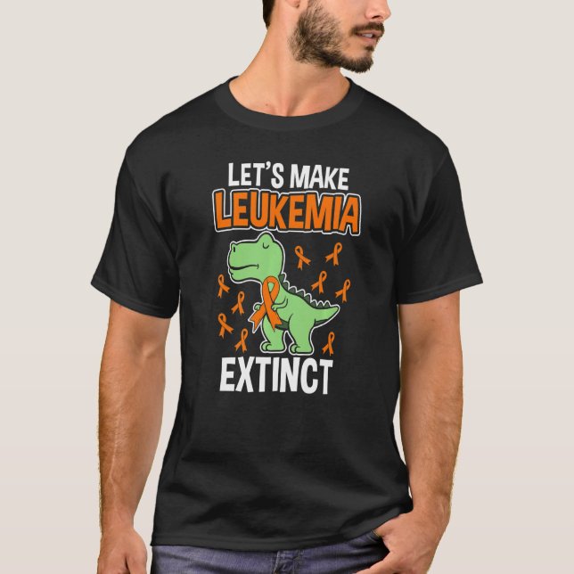 Leukemia Dinosaur Orange Ribbon Hematologist Repti T-Shirt (Front)
