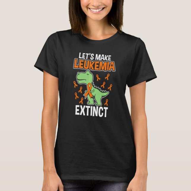 Leukemia Dinosaur Orange Ribbon Hematologist Repti T-Shirt (Front)