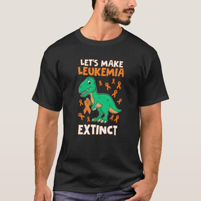 Leukemia Dinosaur Orange Ribbon Hematologist Repti T-Shirt (Front)