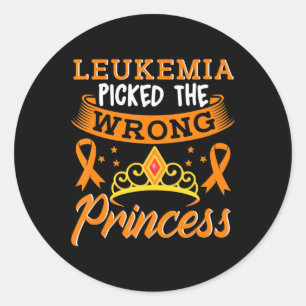 Leukemia Picked The Wrong Princess Cancer Awarenes Classic Round Sticker