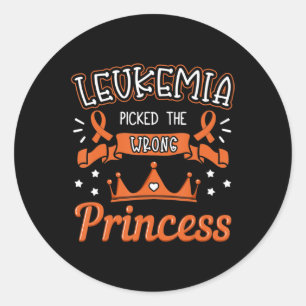 Leukemia Picked The Wrong Princess Cancer Awarenes Classic Round Sticker
