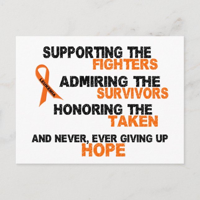 LEUKEMIA Supporting Admiring Honouring 3 Postcard (Front)