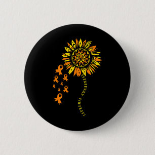 Leukemia Warrior Orange Ribbon Flower Leukemia Awa 6 Cm Round Badge