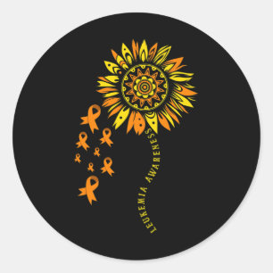 Leukemia Warrior Orange Ribbon Flower Leukemia Awa Classic Round Sticker