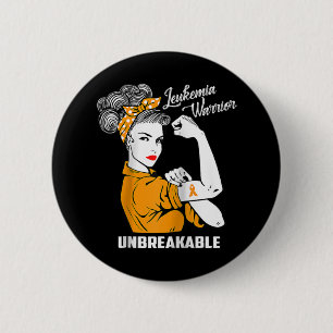 Leukemia Warrior Unbreakable Awareness Gift Tee 6 Cm Round Badge