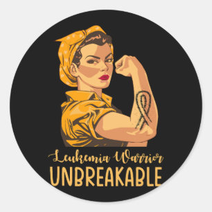 Leukemia Warrior Unbreakable Awareness Suport Stro Classic Round Sticker