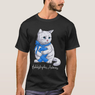 Leukodystrophies Awareness Month Blue Ribbon Cat T-Shirt