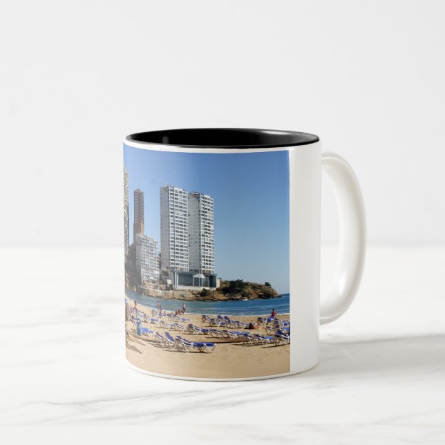 Levante beach of Benidorm Two-Tone Coffee Mug (Front Right)