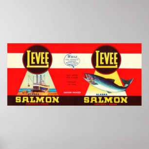 Levee Brand Salmon Label- Seattle, WA Poster