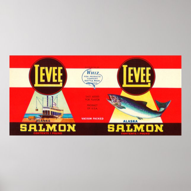 Levee Brand Salmon Label- Seattle, WA Poster (Front)