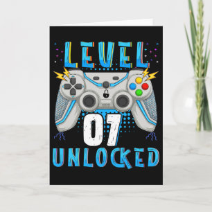 Level 07 Unlocked Video Game 7th Birthday Gamer Bi Card