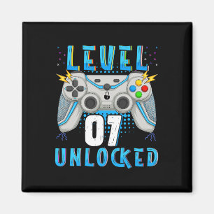 Level 07 Unlocked Video Game 7th Birthday Gamer Bi Magnet
