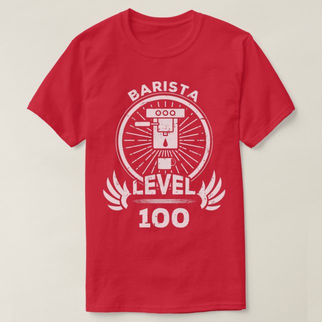 Level 100 Barista Coffee Maker Gift T-Shirt (Design Front)