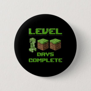 Level 100 Days Complete Gaming Pixel 100th Days Of 6 Cm Round Badge