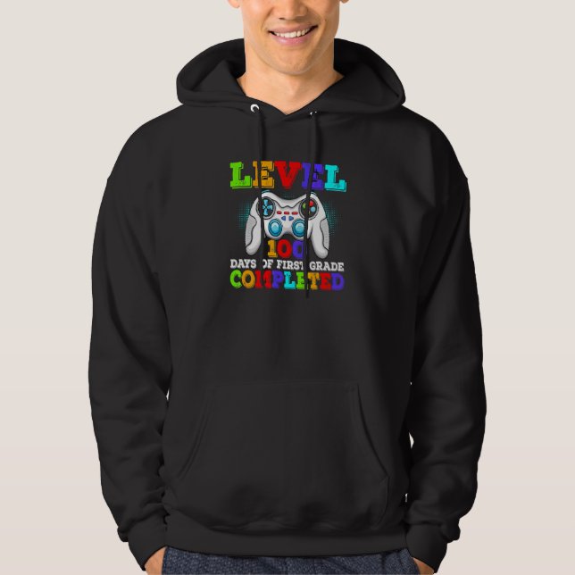 Level 100 Days Of First Grade Teacher Boys Kids Vi Hoodie (Front)