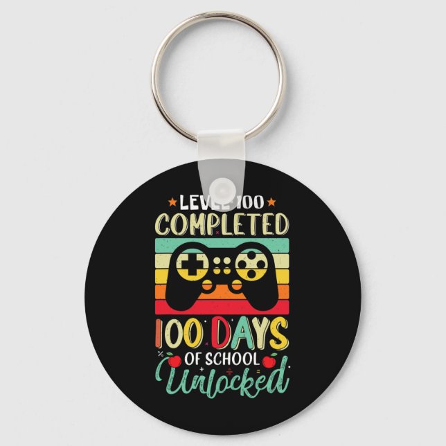 Level 100 Days Of School Complete Gamer Boy Level  Key Ring (Front)